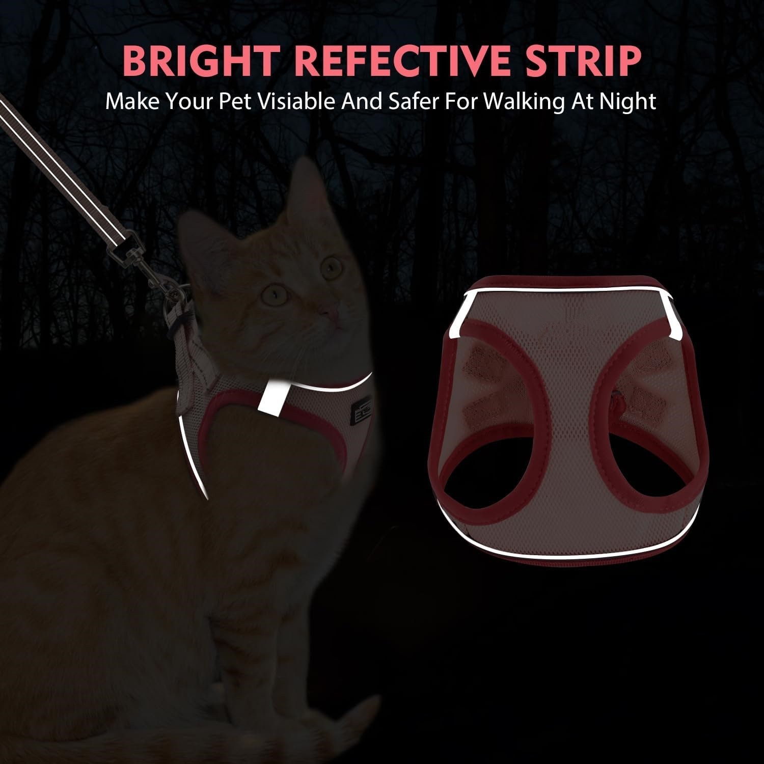 Cat Harness and Leash Set,Soft&Breathable Vest (Purple,Chest:15.5''-17')