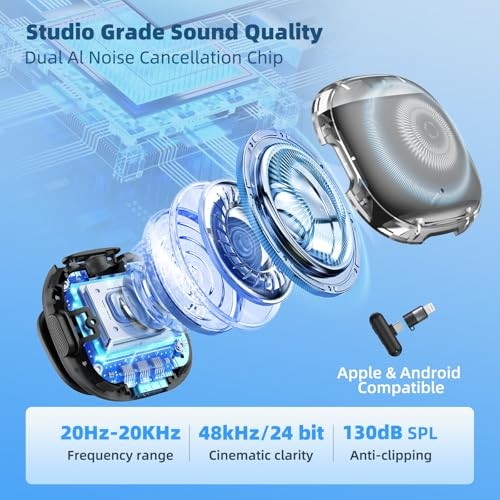 2-Person Wireless Lavalier Microphone for iPhone 16 15 14 Android Camera, 3