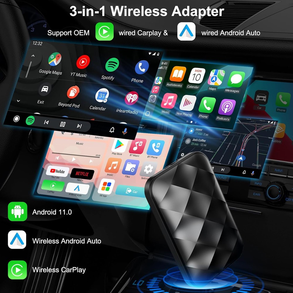 Magic Box 2.0 Wireless CarPlay Adapter for Apple CarPlay, Android Auto Wireless