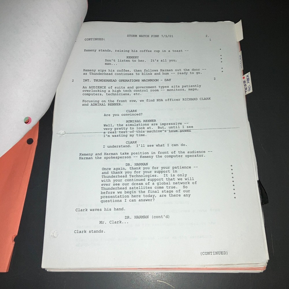 Storm Watch 2001 Movie Script Sci Fi Gamer Production Draft Notes COA