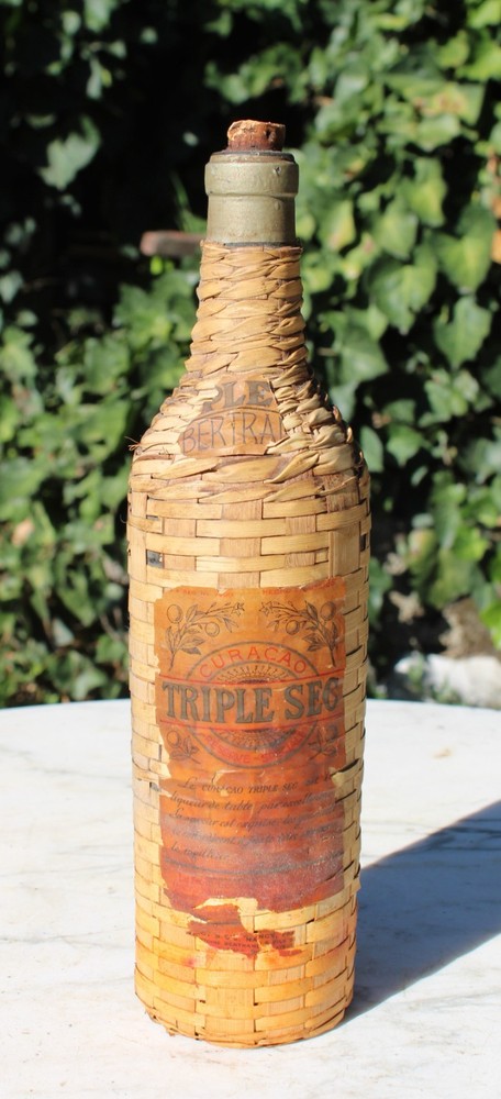 Vintage Triple Sec Wicker Wrapped Wine Bottle