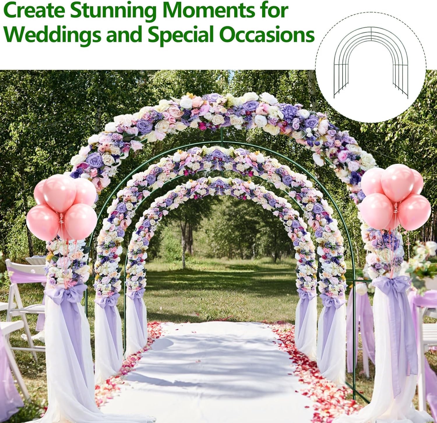 Large Size Steel Garden Arch Rose Arbor Climbing Plant Grape Support Frame Yard