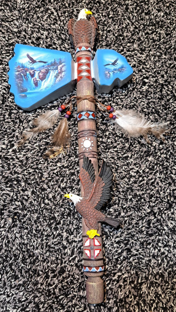 Native American Ceramic Tomahawk - Indian Eagle Decorative Wall Hanging, 15"