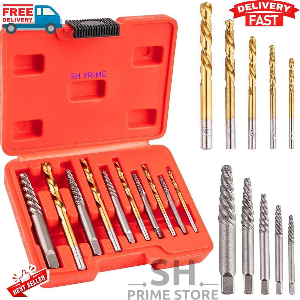 10-Pcs Screw Extractor Set Easy Out Drill Bits Set for Removing Stripped Screws