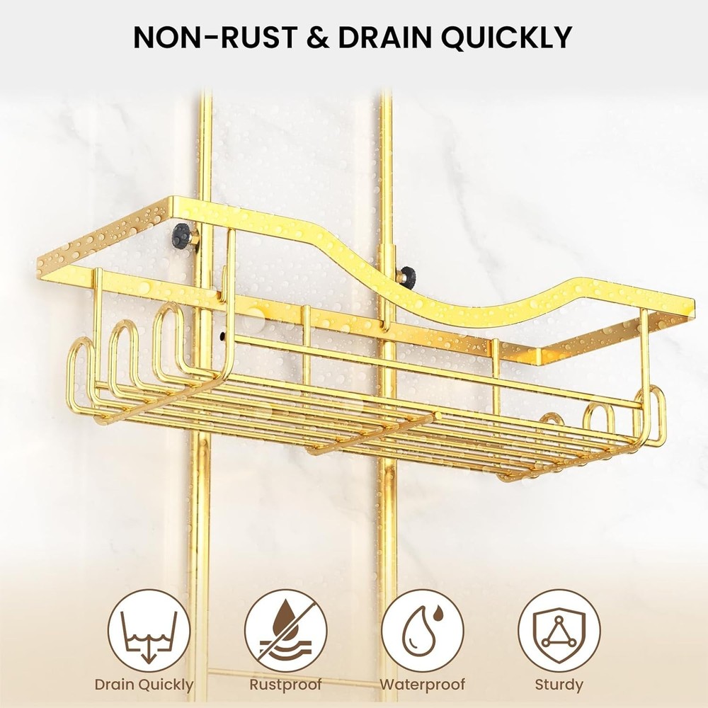 Shower Caddy Hanging Adjustable Shower Caddy, Rustproof Shower Organizer Exte...