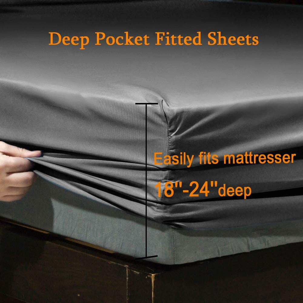 Bed Sheet Set Super Soft Microfiber 1800 Thread Count Luxury Egyptian Sheets Fit