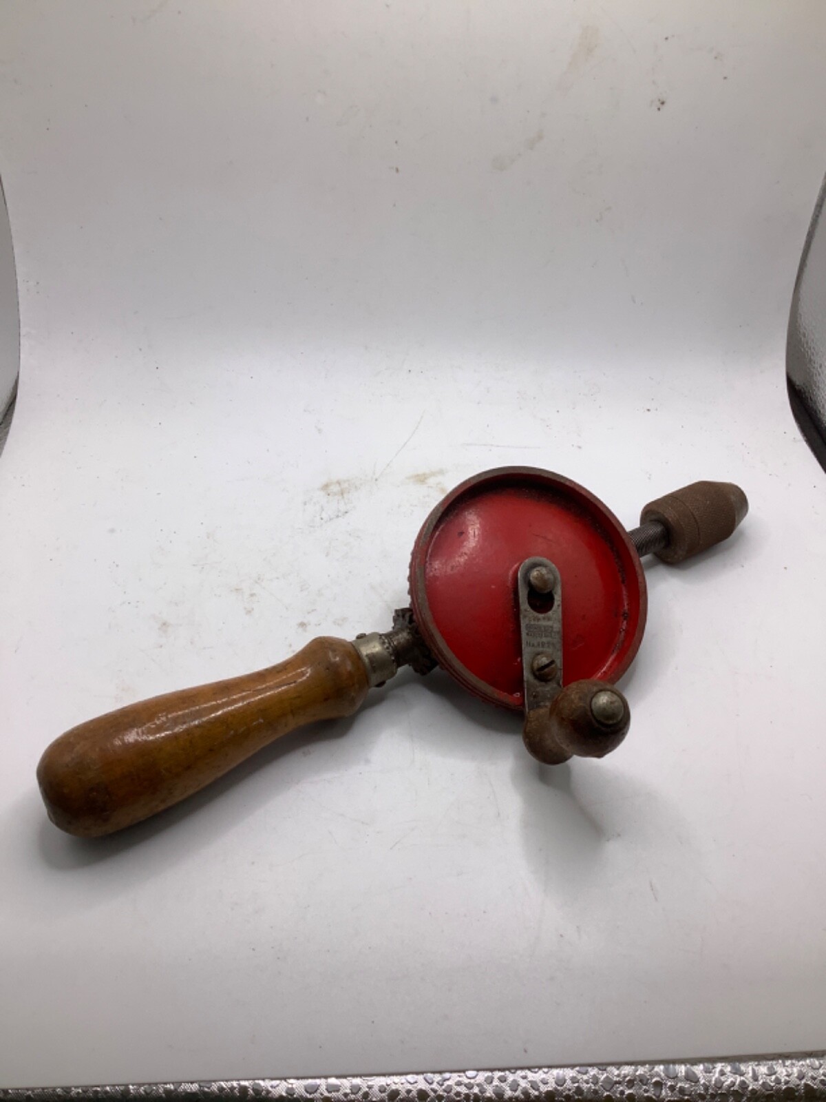 VTG Hand Crank Drill Stanley No 1221 Egg Beater tyle USA Wood Handle