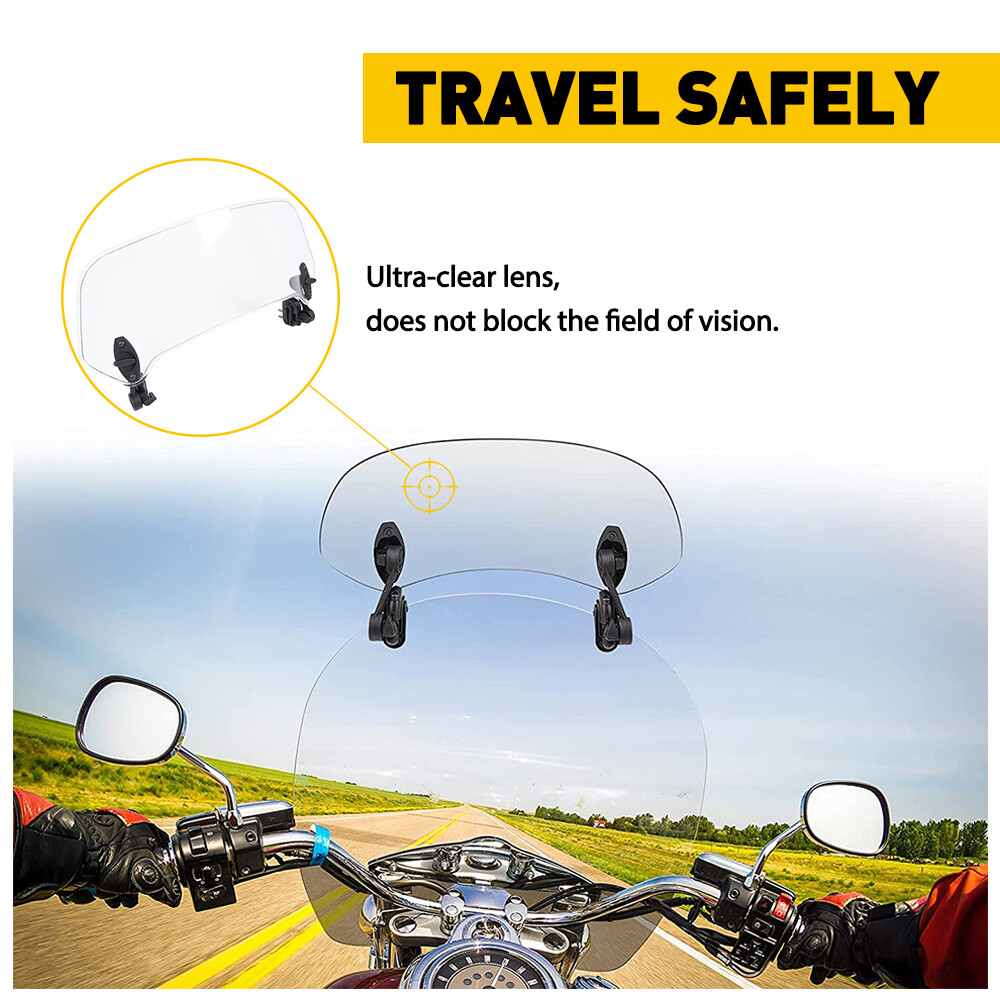 Clip On Motorcycle Windshield Extension Spoiler Wind screen Deflector Universal