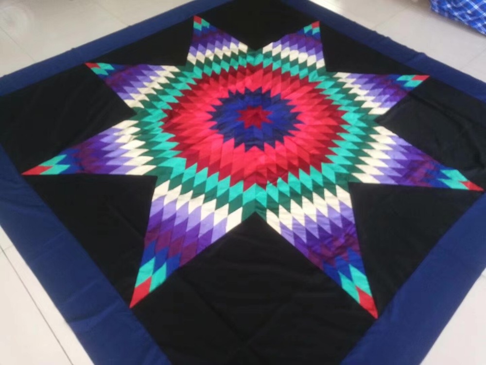 Machine pieced Star Queen Size Quilt top#J-169B