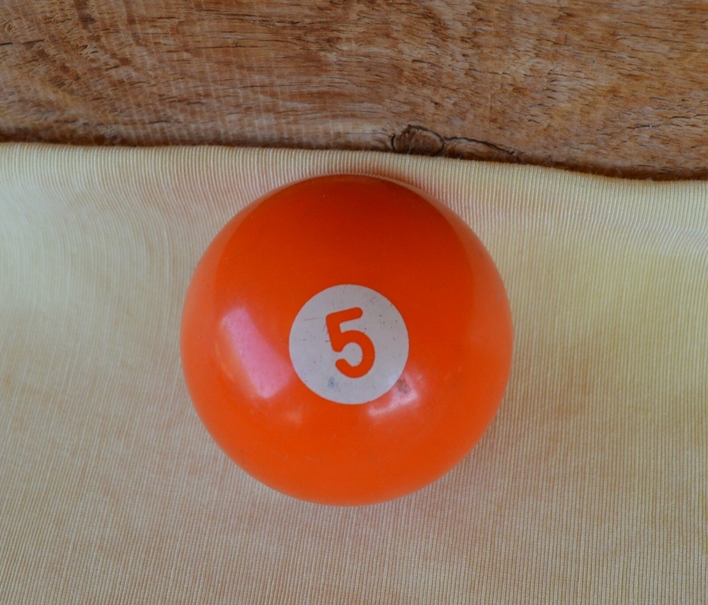 Vintage Pool Ball No. 5 Solid Orange Replacement Re-purpose