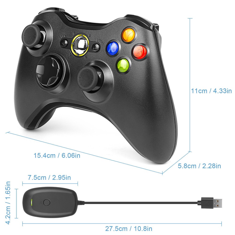 For Microsoft Xbox 360/360S/360E Controller Wireless Windows 11/10/8/7 Gamepad