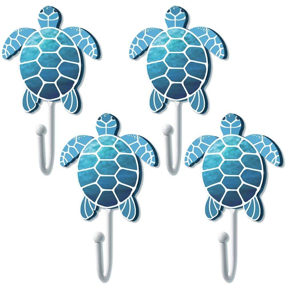 Sea Turtle Bathroom Hooks Decor Set, 4 PCS Cute Turtle Decor & Beach Theme Ba...