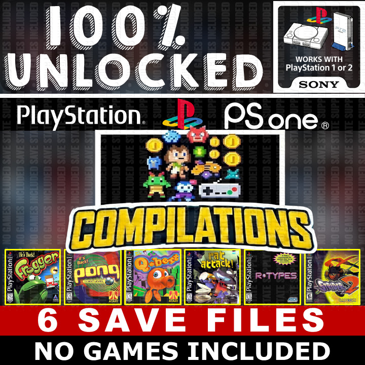 Frogger PONG Q*bert Rat Attack R-Types  Strider PS1 Memory Card