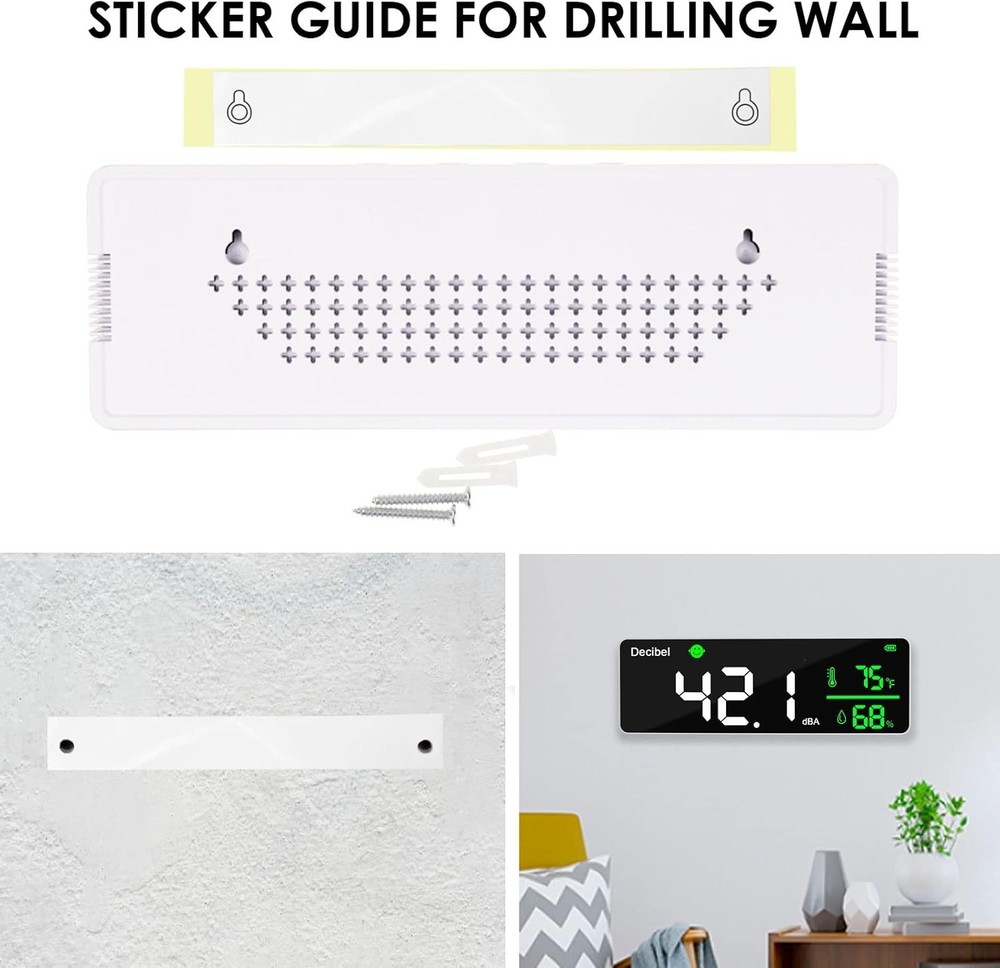 Large 11 Inch LED Decibel Meter - Accurate Noise Level & Temperature Reader