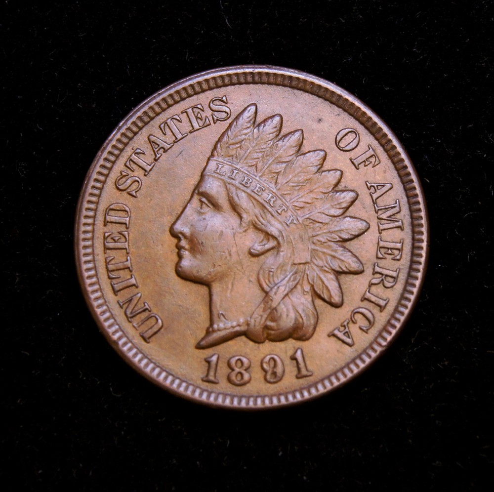 1891 Indian Head Cent  AU
