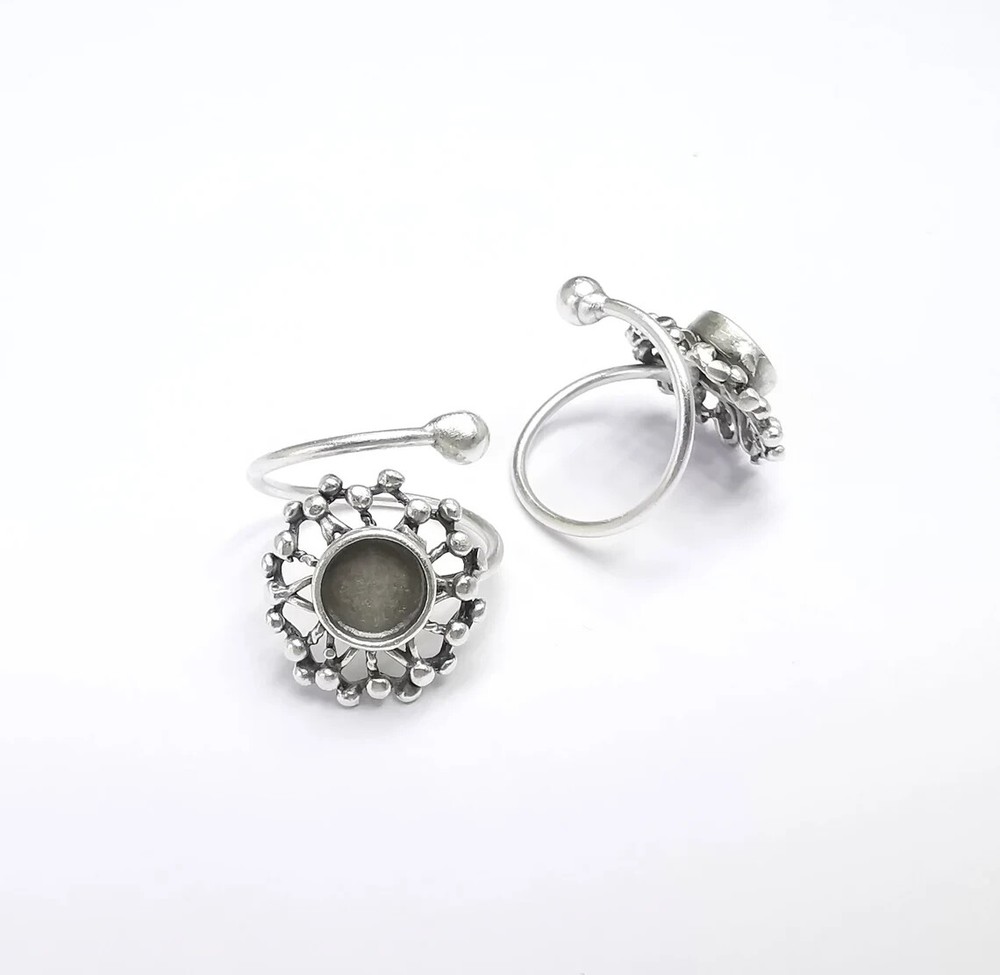 Flower, Sun Ring Setting Blank Cabochon Mounting Adjustable Resin Ring Base