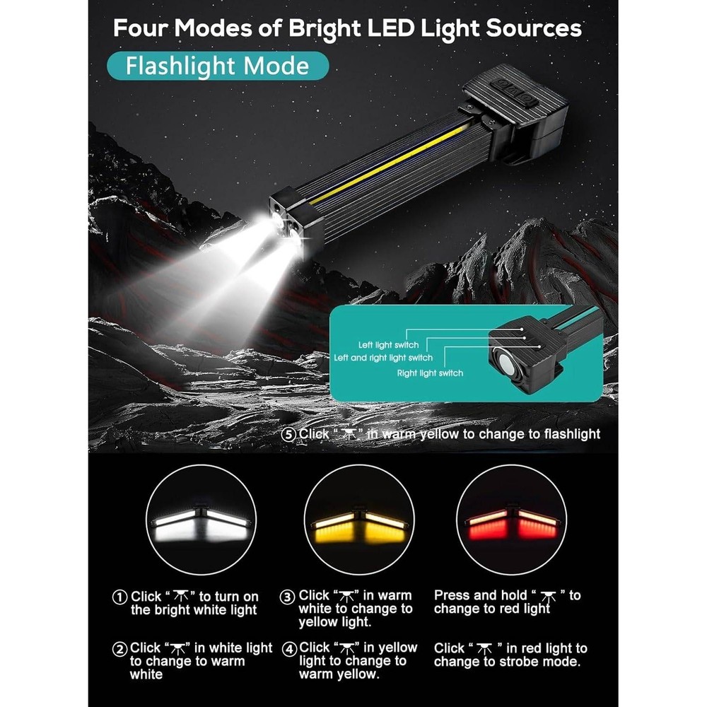 YETHKE A55 LED Multifunctional Work Light Flashlight Red Light USB Charging