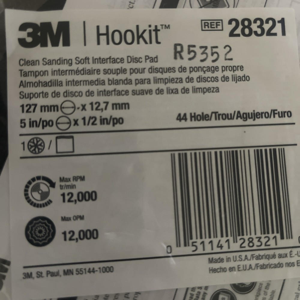 [1 Piece] 3M Clean Sanding Soft Interface Disc Pad, 44 5" Diameter x 0.50" Thick