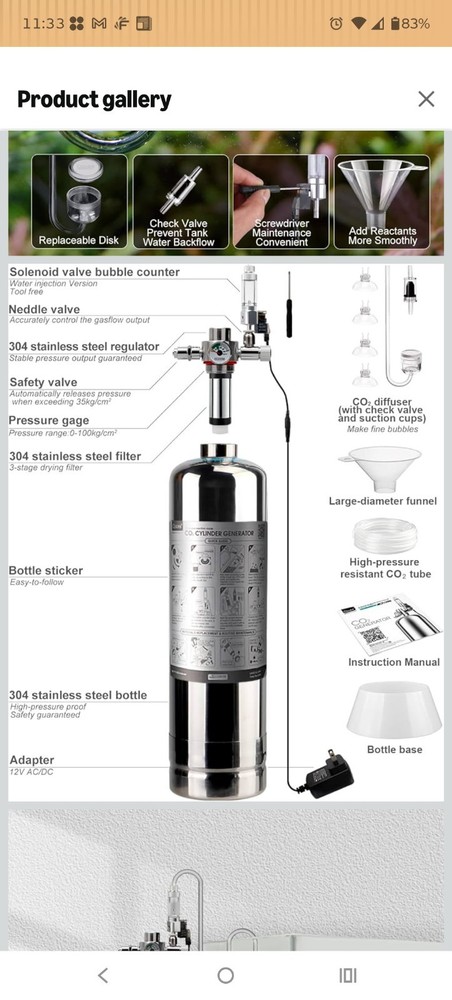 Aquarium CO2 Generator Kit Double Pressurization Enhanced Version, G700S