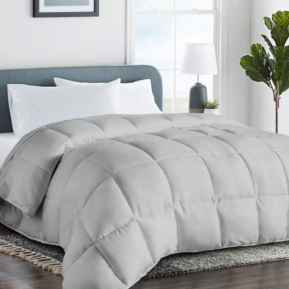Luxury King Size Down Alternative Comforter - Reversible Light Grey