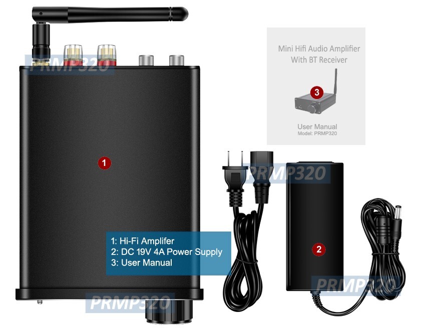 100W Mini Hi-Fi Audio Preamp Amplifier With AUX Bluetooth Inputs Volume Control