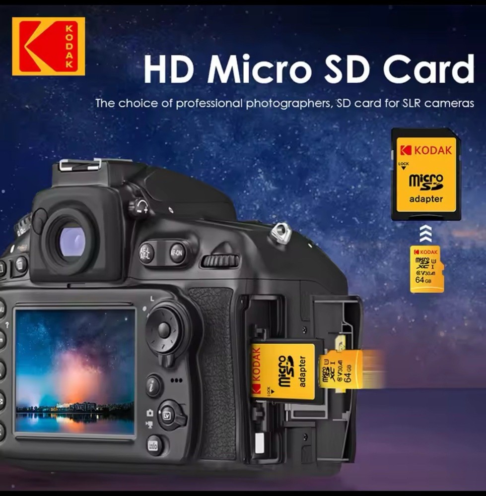KODAK Micro SD Card + Adapter | 128GB Class 10, A1 Flash Memory