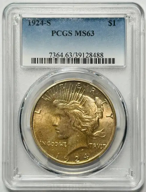 1924 S Peace Dollar PCGS MS-63