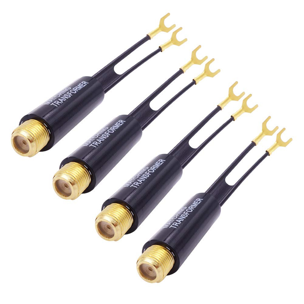 Matching Transformer, 4-Pack Gold Plated 75 Ohm to 300 Ohm Adapter, UHF/VHF/FM B