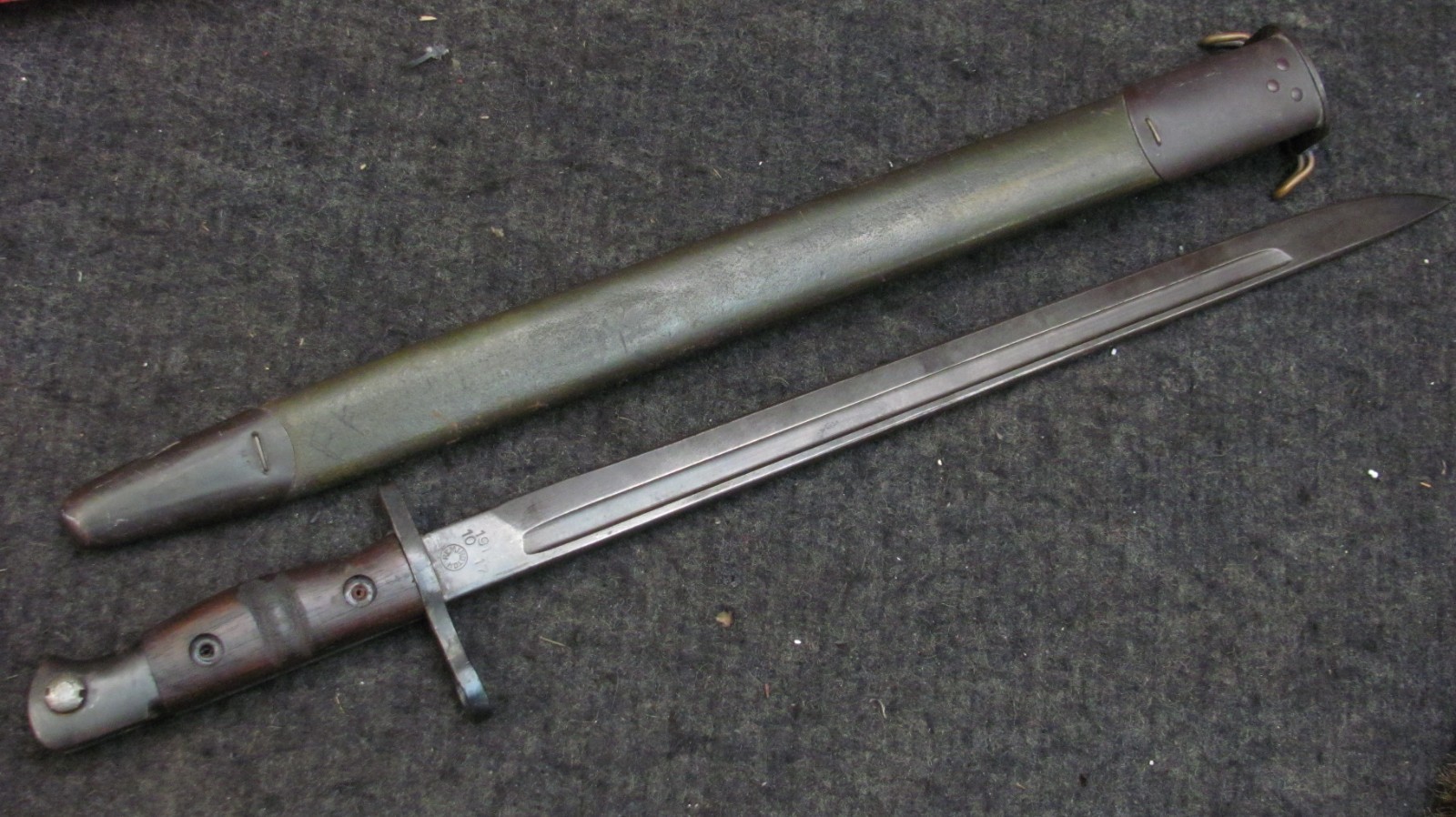 WWI US Army M1917 Enfield Rifle Bayonet w/Scabbard Remington - Trench Shotgun 1