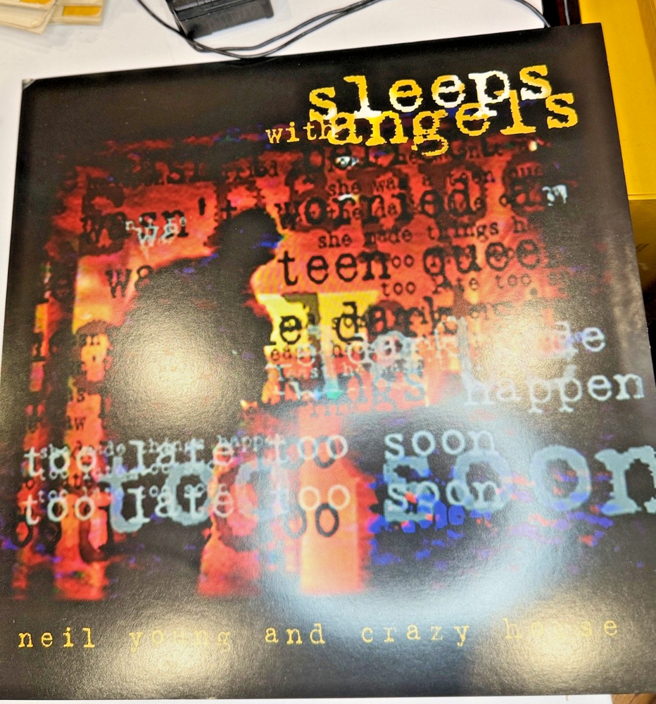 NEIL YOUNG SLEEPS WITH ANGELS US TWO SIDED PROMOTIONAL FLAT  12 X 12