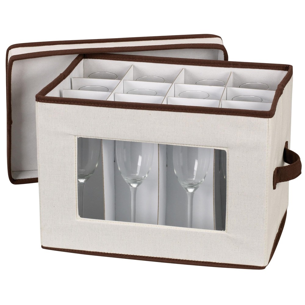 Champagne Flute Storage , 12 Sturdy Compartments, Windowed Front Panel, 2 Riv...