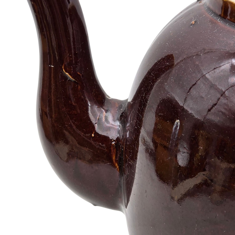 Star Stoneware Primitive Pottery Teapot Dark brown