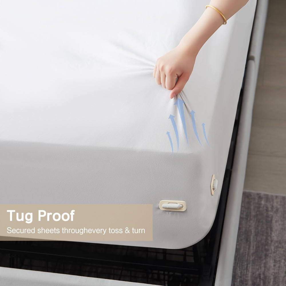 Holders for Fitted Sheets – 4 Pack Heavy Duty ABS Lock Straps, Keep Sheets Fi...