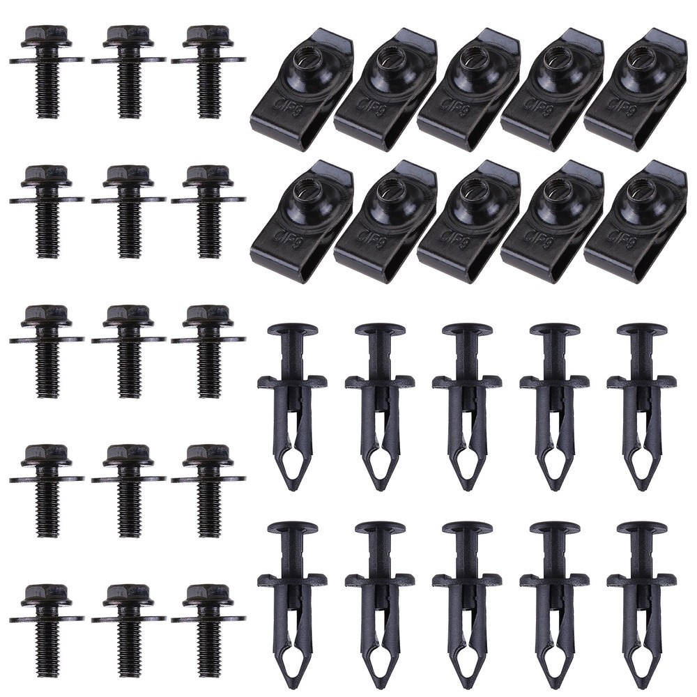 35PCS For KIA Engine Under Cover Splash Shield Guard M6 Bolts & U-nut Clips