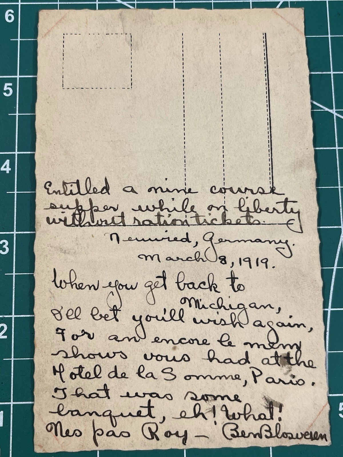 WWI Named USMC Marine Corps Patch Visible Photo RPPC