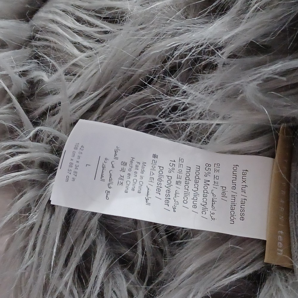 Pottery Barn Teen Snowcone Himalayan Faux Fur Bean Bag Cover Gray White NWT