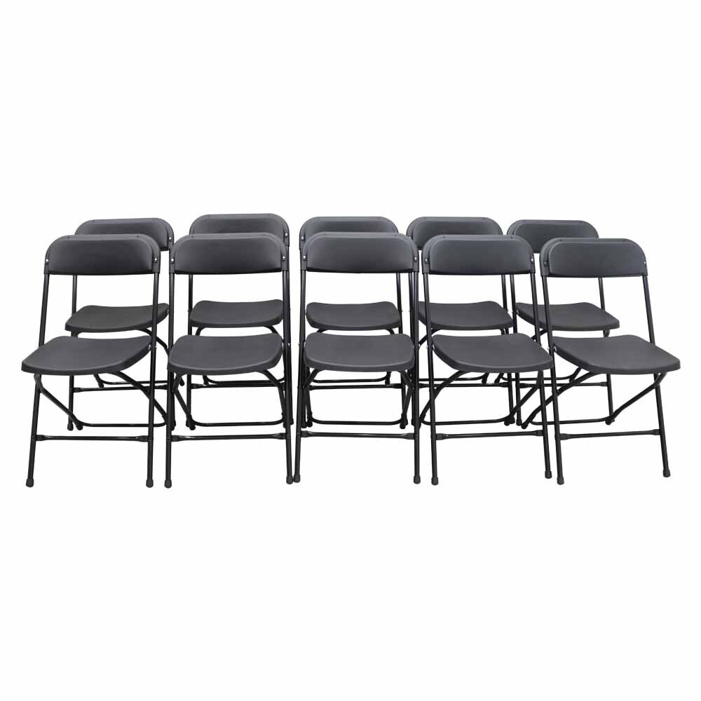 New Black Plastic Folding Chairs Stackable Chairs Enlarged Surface 10pcs/set