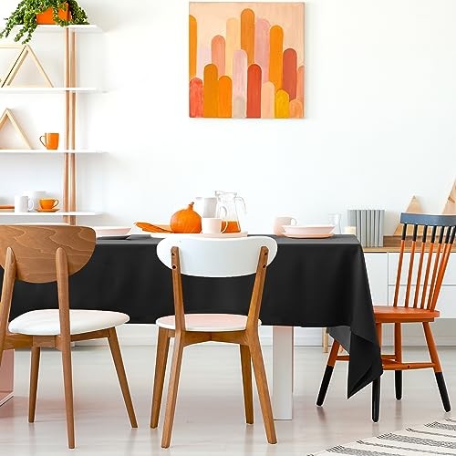 2PCS Plastic Tablecloths 54 x 108 Inch, Disposable Rectangle (2 Pack) Black