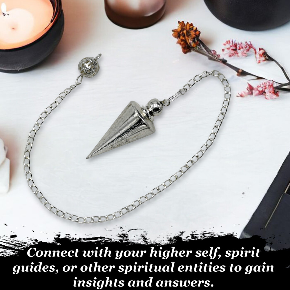 Metal Silver Flat Cone Steel Copper Pendulum for Divination