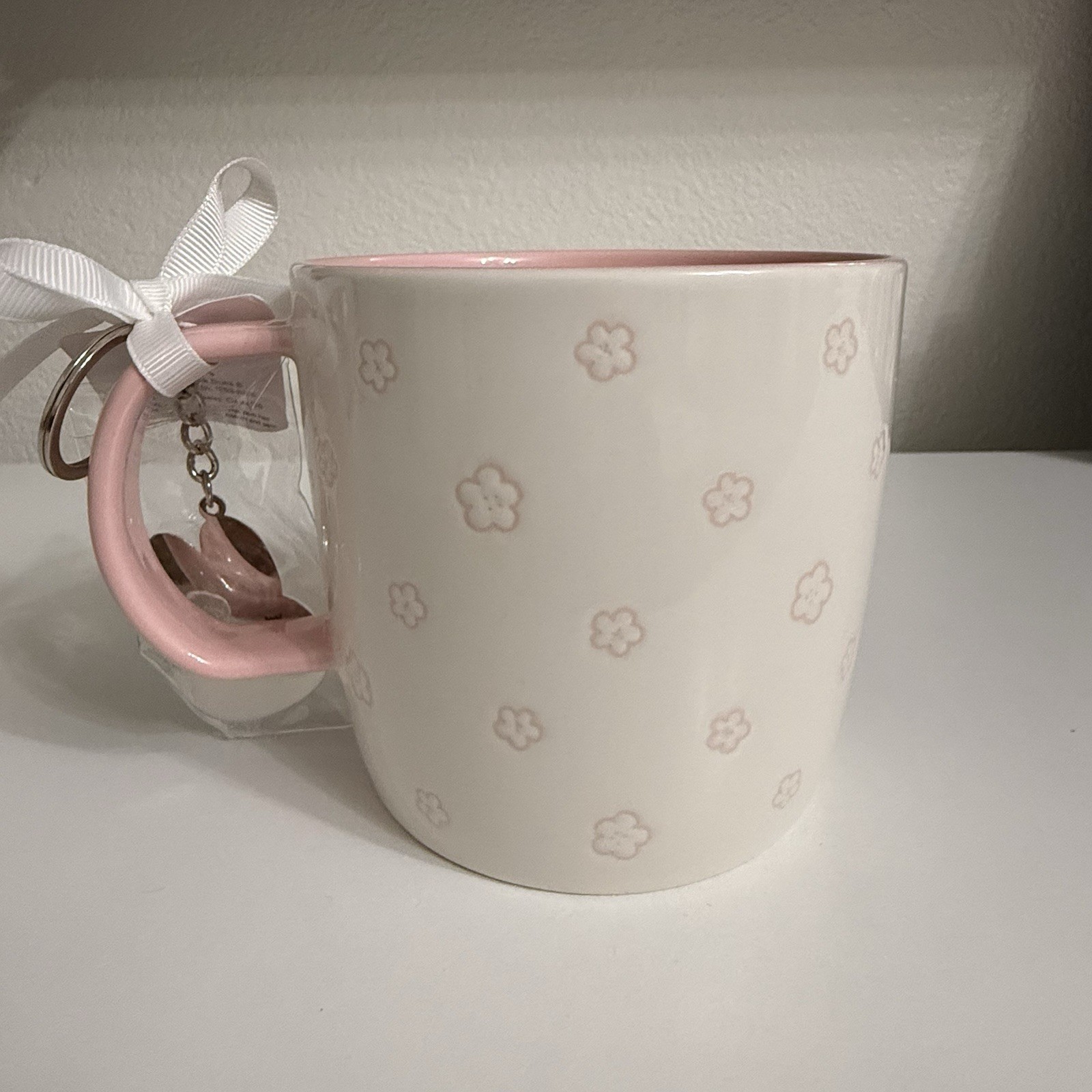 Miffy By Magenta Cherry Blossom White Pastel Pink Sakura Ceramic Mug w/ Keychain