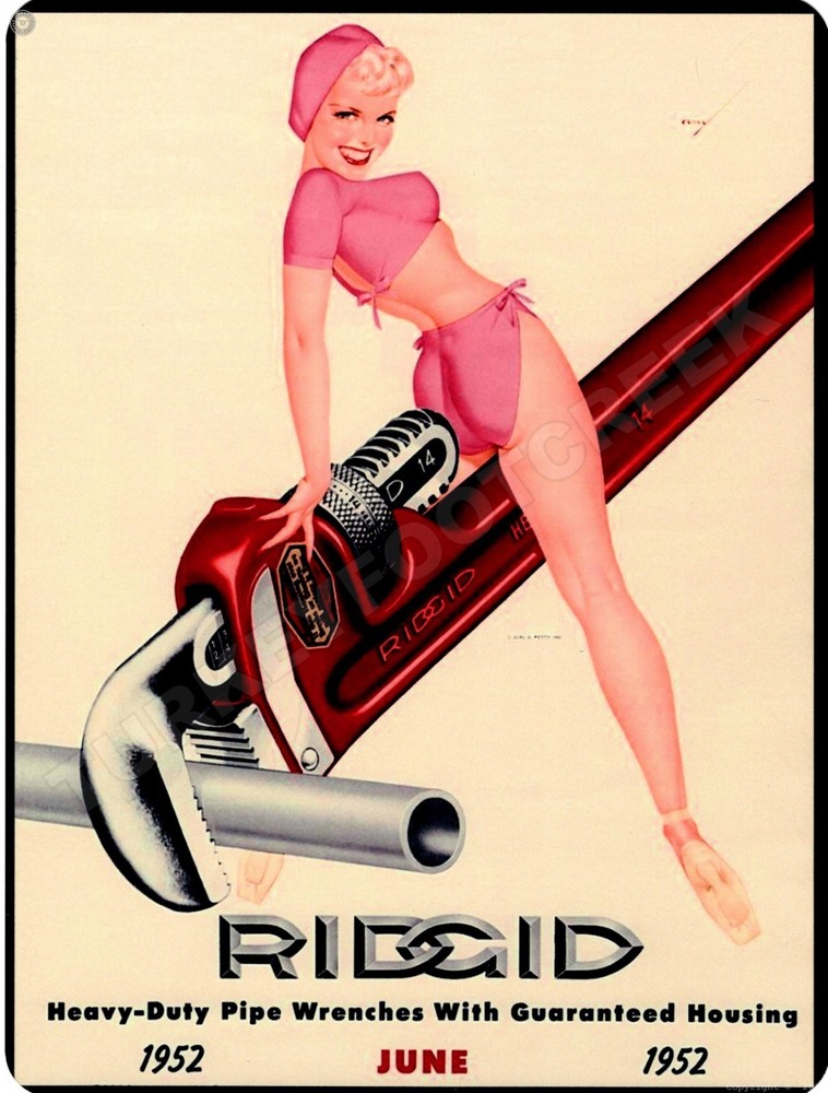 Rigid 1952 Pin Up 9" x 12" Metal Sign