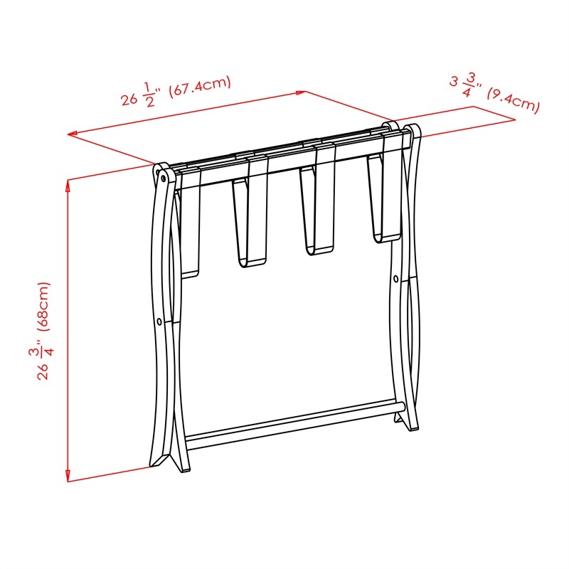 Pemberly Row Transitional Solid Wood Luggage Rack in Espresso