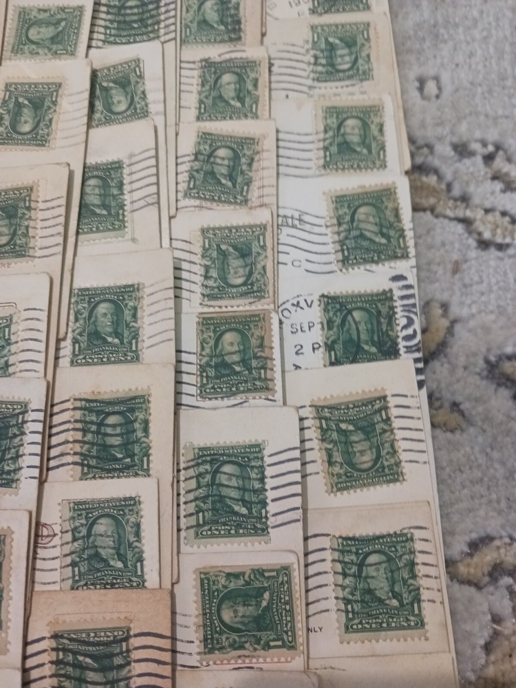 Cpllection Of I Cent Franklin Stamps