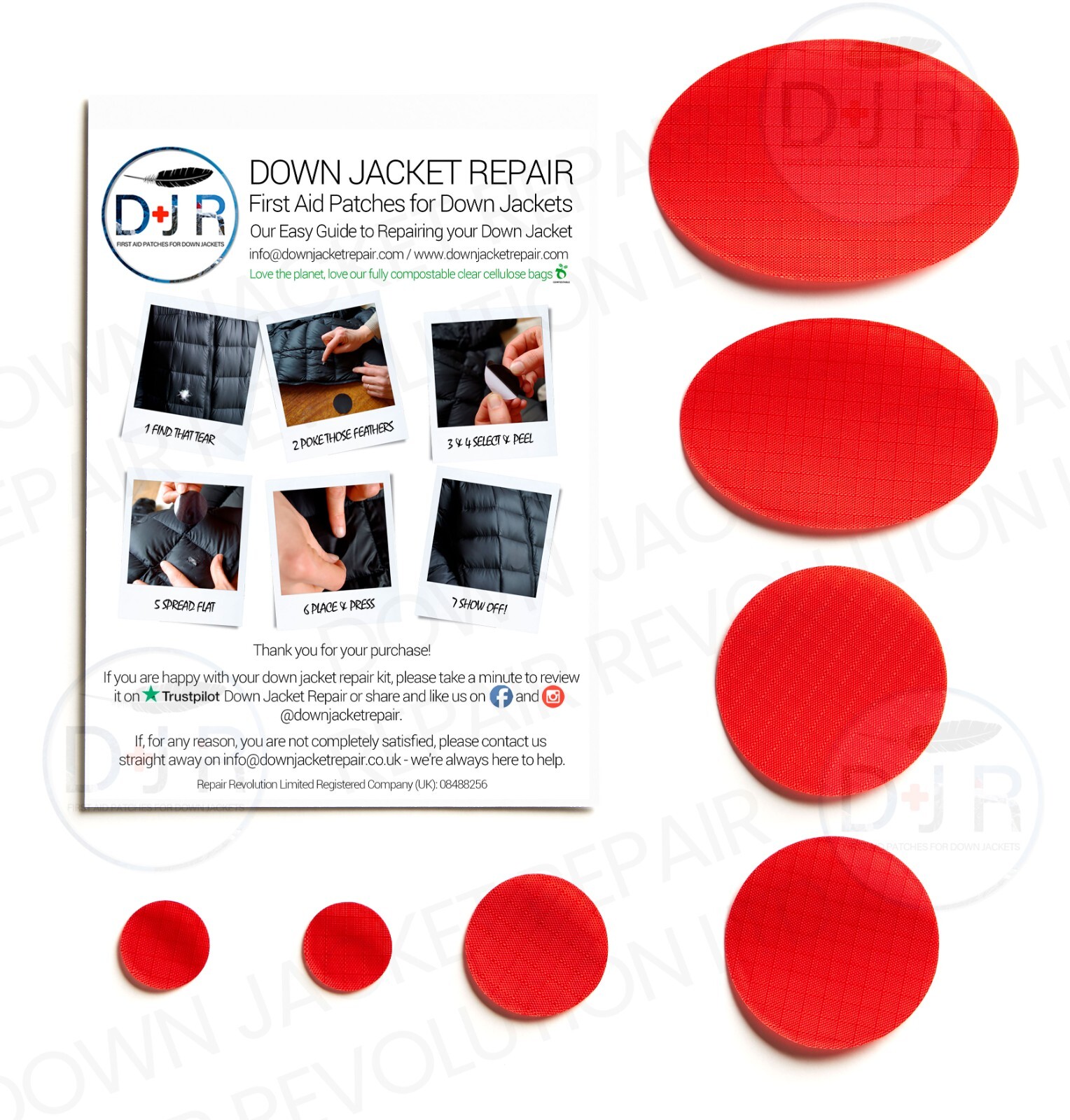 Repair Patches (Self-Adhesive) for Down Jackets & Sleeping Bags - 24 Colours!