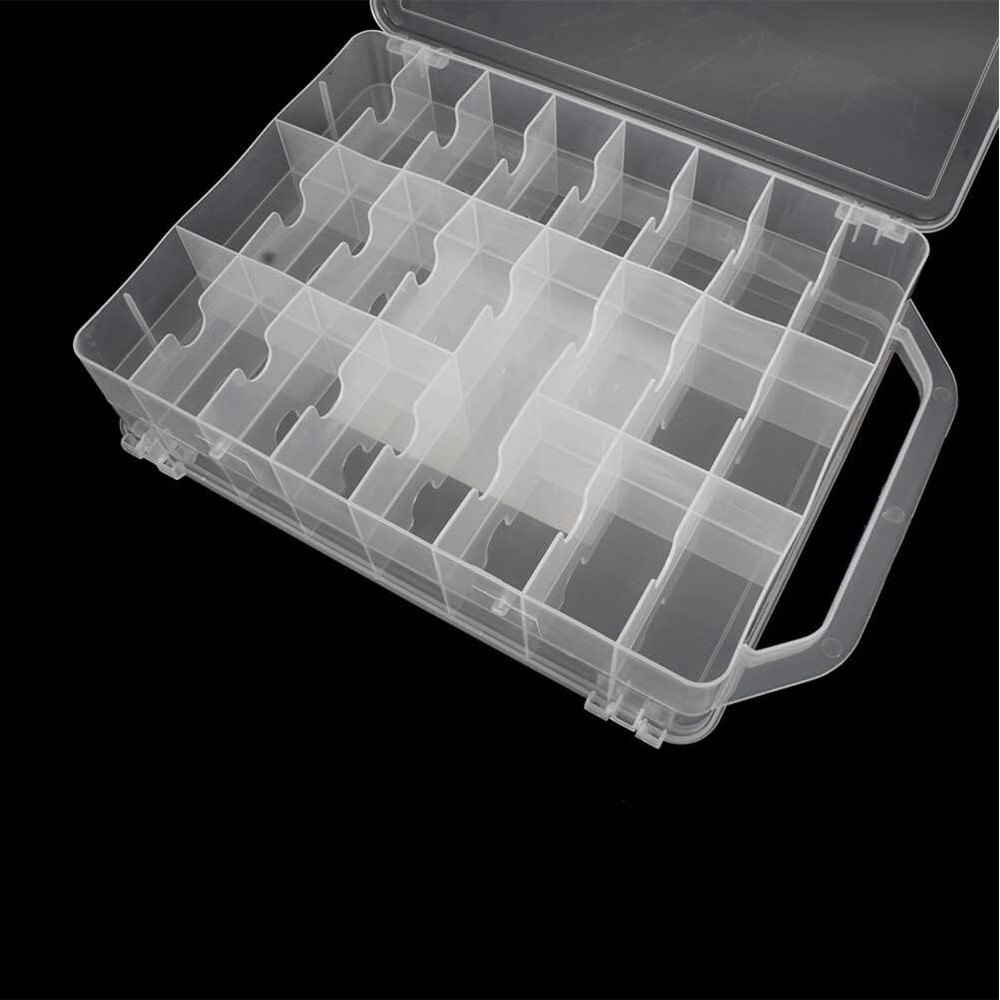 46 Grids Sewing Organizer, Double Sided Thread Box Storage, Portable Clear