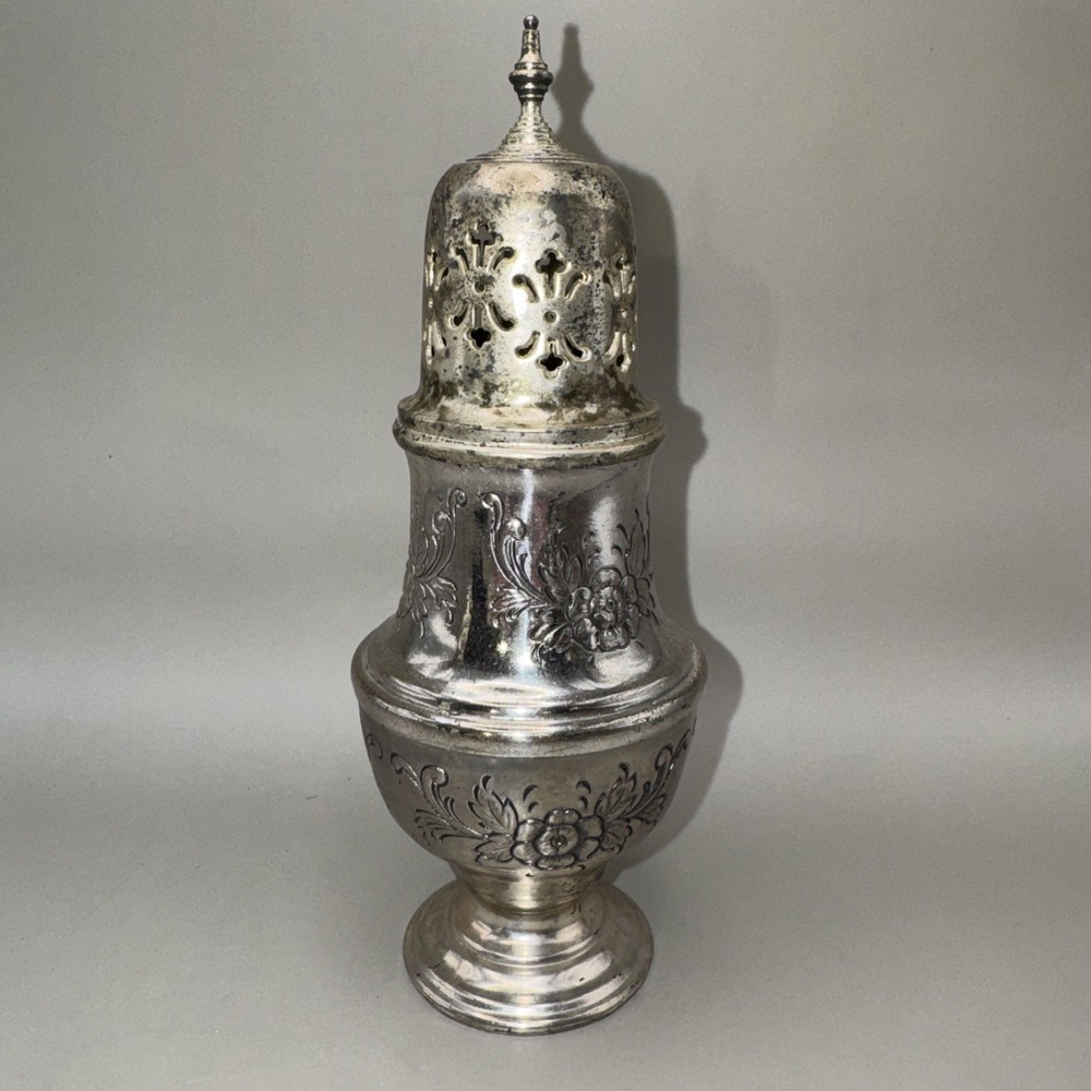 Raimond Silver Plated Muffineer Sugar Shaker Pierced Dome Top Etched Japan Vtg
