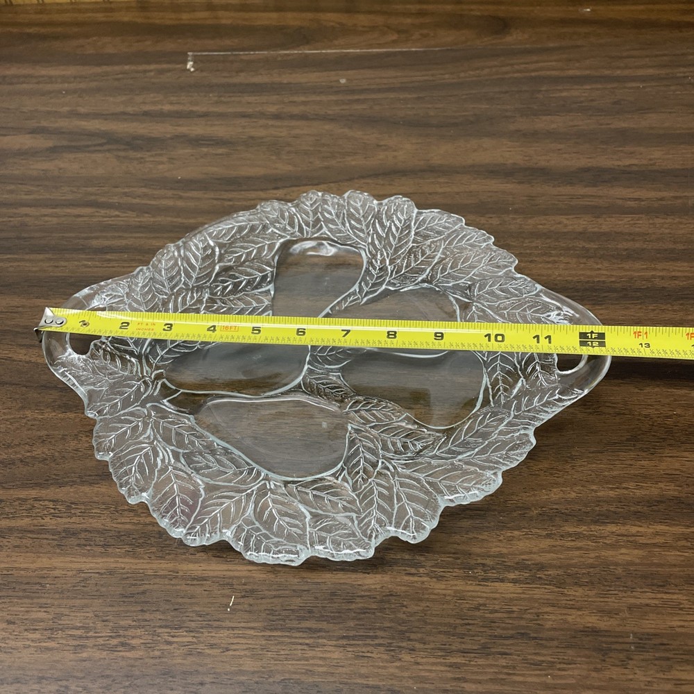Clear Glass Serving Tray Pear Fruit Design