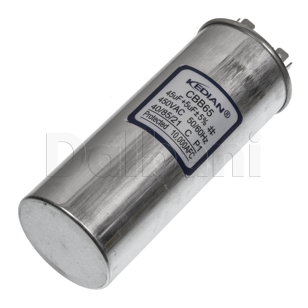 New 45+5 uf Round Dual Run AC Capacitor 450V 45+5MFD 40/85/21 50X140mm CBB65