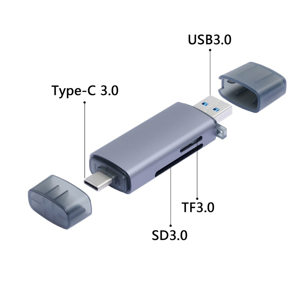 USB 3.0 Type-C SD/TF Dual Card Reader High-Speed Data Transfer for DSLR/PC/MAC