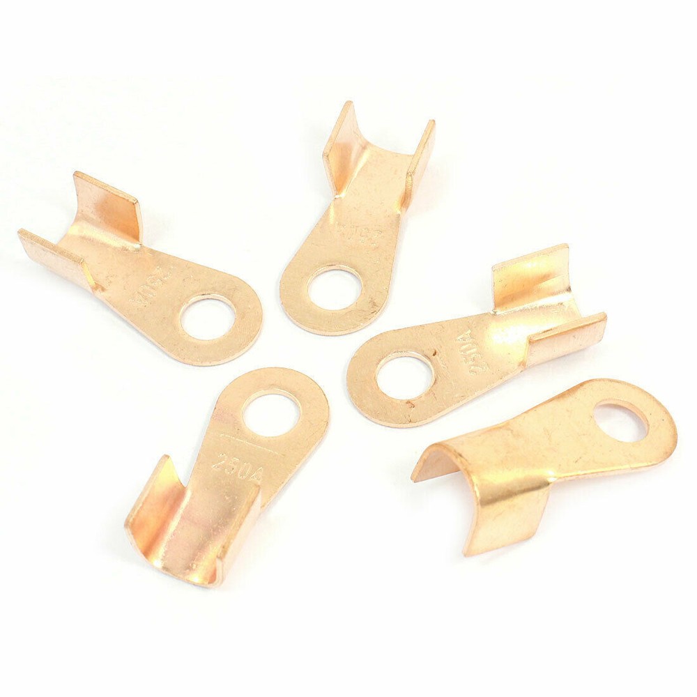5 Pcs 250A Open Cable Connector Ring Tongue Copper Passing Through Terminals #